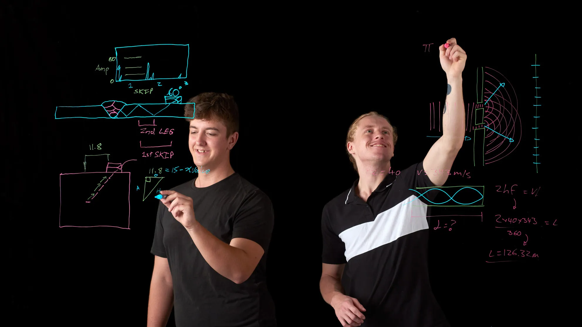 Clase universitaria con una lightboard